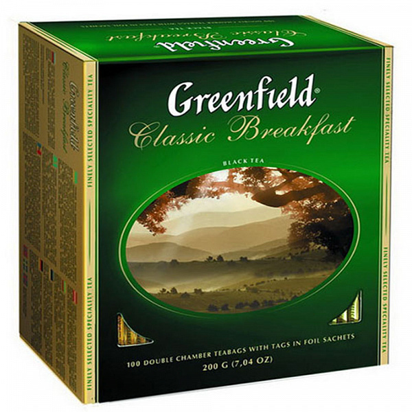 Чай черный Greenfield Classic Breakfast 100 пакетиков фото в онлайн-магазине Kofe-Da.ru